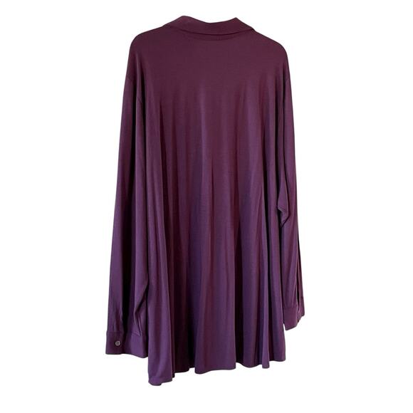J.JILL Stretch Plus Size 4X Holiday Plum Pullover Long Sleeve Collared Tunic Top - Picture 6 of 9